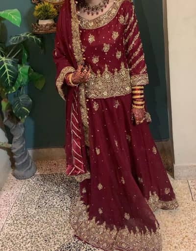 Custom-Made Maroon Bridal Dress – Worn Once