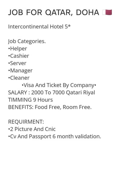 Qatar Intercontinental Restaurant 5* Hotel Hiring.