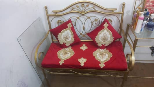2 seater iron sofa & dainig table with 4 chairs