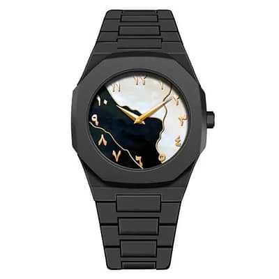 Black Arabic Aura Watch for Men & Women | Arabic Dial | Butterfly Clas