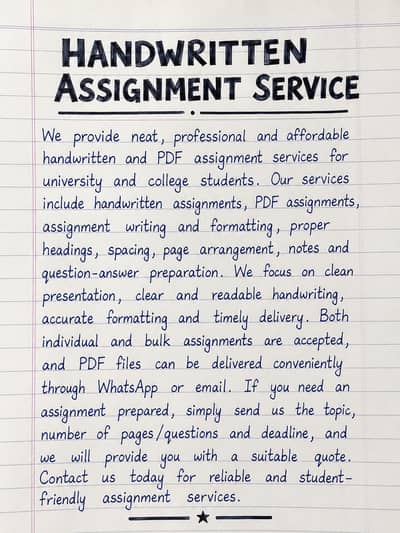 Handwritten Assignments & PDF Assignments for University Students