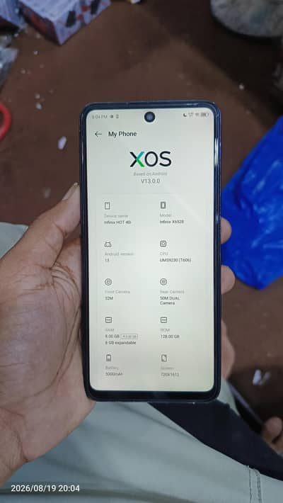 Infinix Hot 40i  8/128 PTA Rs 20000