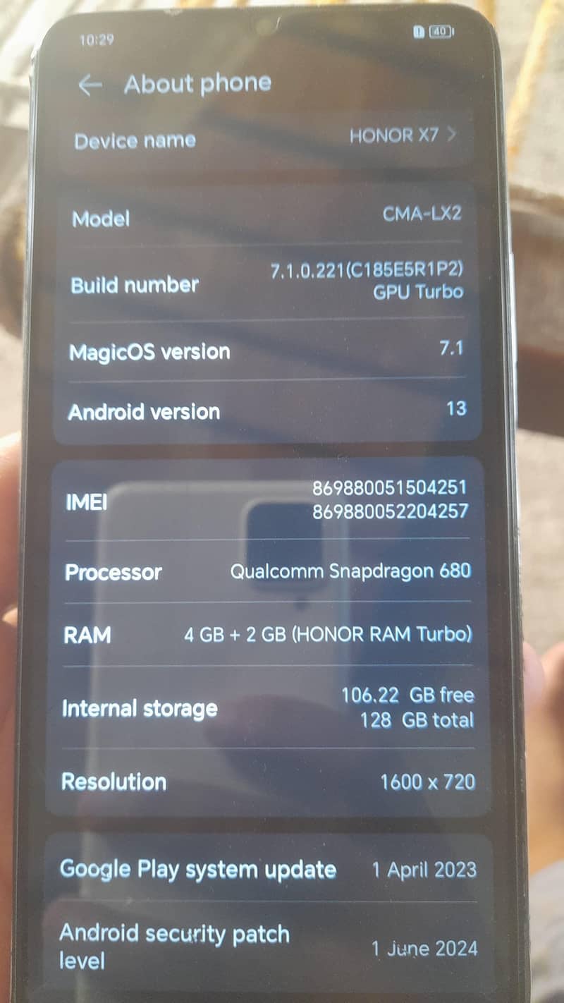 Honor X7 0