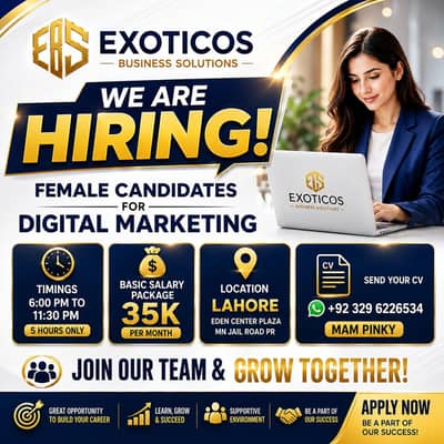 We are hiring Female Candidates for Digital Marketing