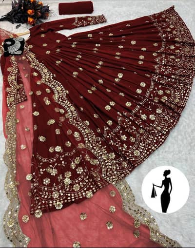 Maroon Embroidered Maxi Suit with Gold work for Party Wedding Wear