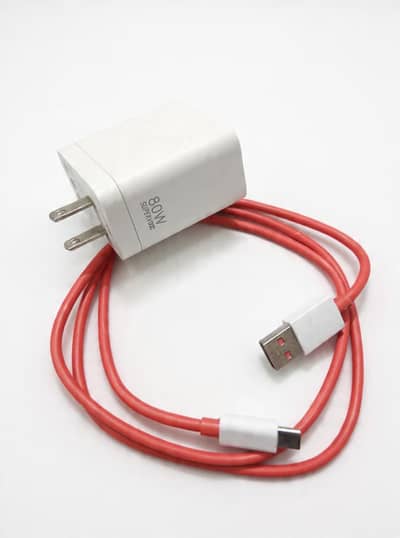 Original OnePlus 80W SuperVOOC Charger + USB-A to USB-C Red Cable