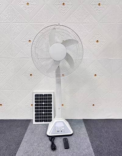 16″ Rechargeable Pedestal Fan | LED Light + USB | Brand New
