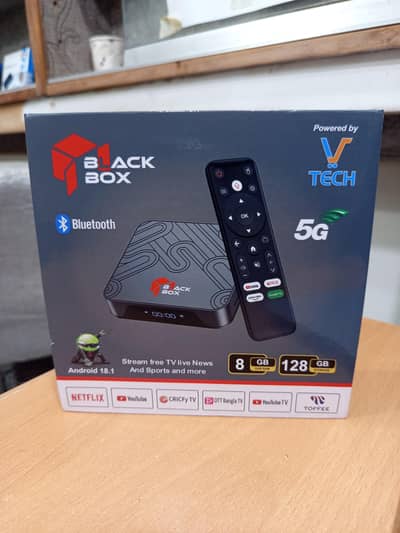 BlackBox Android TV Box with Voice Remote & 8/128 (New)