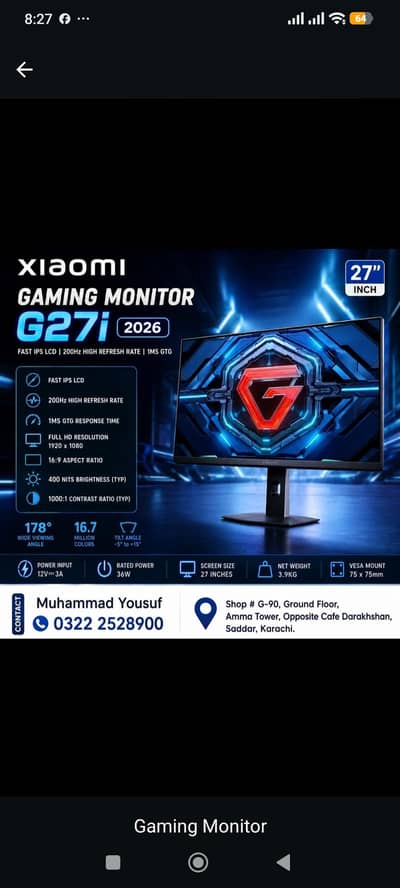 Xiaomi Gaming Monitor G27i 2026
