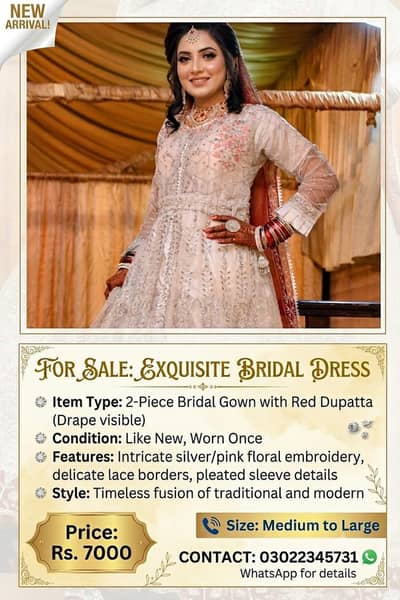 Fancy Nikah Frock / New Condition / Size Medium to large