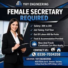 Female Secretary Required – YHY Engineering