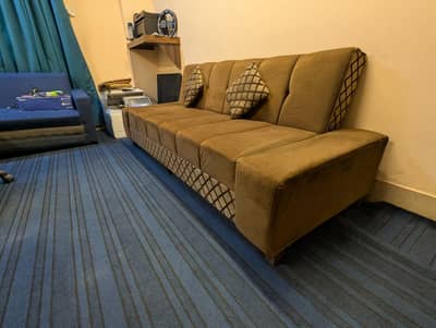 3 Seater Sofa Cum Bed – Brown Color, Good Condition