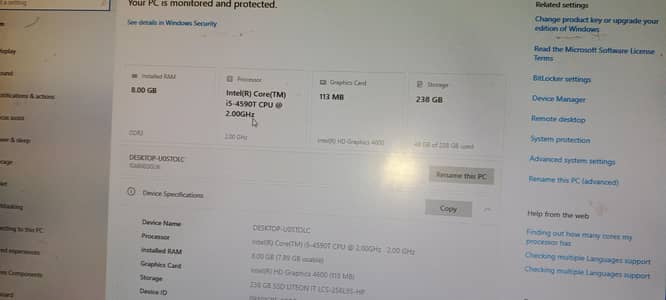 i5 4gen 8/256gb