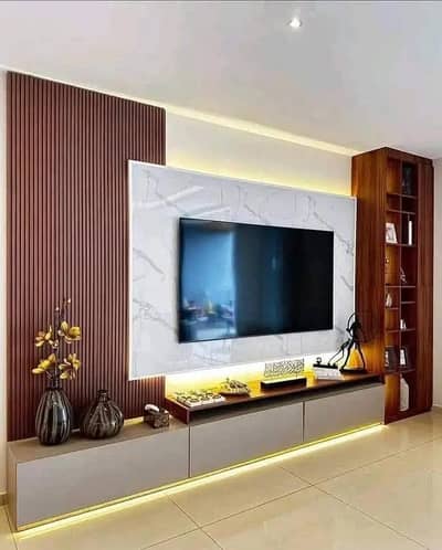 Media wall Panel Wallpaper sheet vinyl & wood flooring ceiling Wpc
