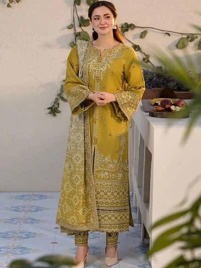 3 peice woman unstitched embroidered suit