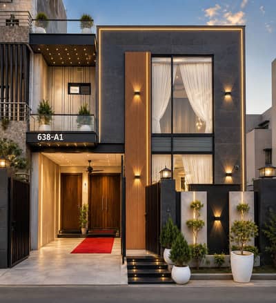 Beautifully designed 5 Marla modern house located in a hot and prime location. House No. 638 offers a contemporary elevation, spacious layout, and quality finishing.