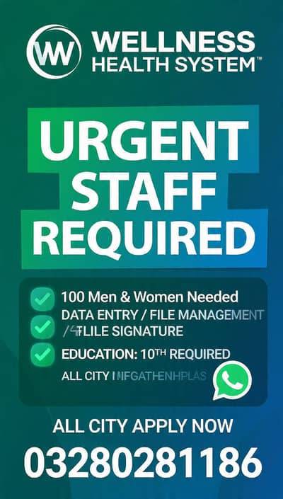 WELLNESS HEALTH SYSTEM Urgent Staff Required 100 Man & Women