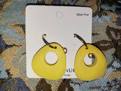 wooden earrings with esthetic designs