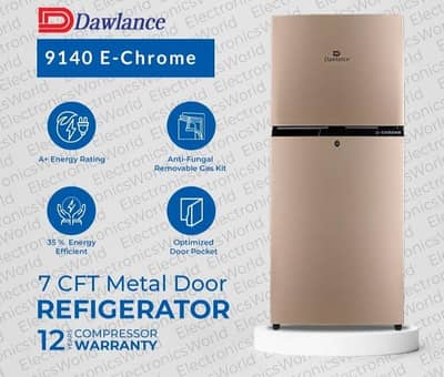 Dawlance double door refrigerator 9140WB e Chrome 10 year warranty