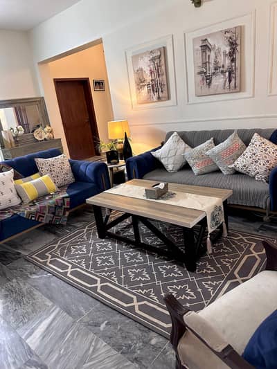Royal Blue 5-Seater Sofa Set (3+2) – Mint Condition