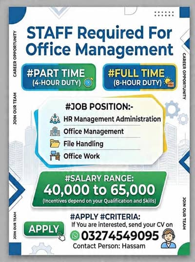 Staff Requirement  for office