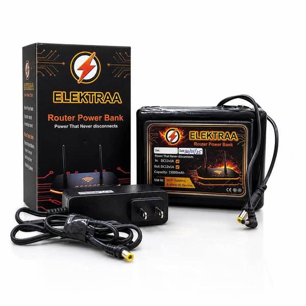 Router Power Bank 15000mAh 12V UPS for WiFi Router | 9-10 Hours Backup | DC 12V 1A Mini UPS | Router Battery Backup | ELEKTRAA