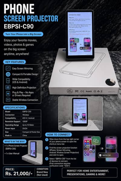 EBPSI-C90 Phone Screen Mirroring – Brand New condition
