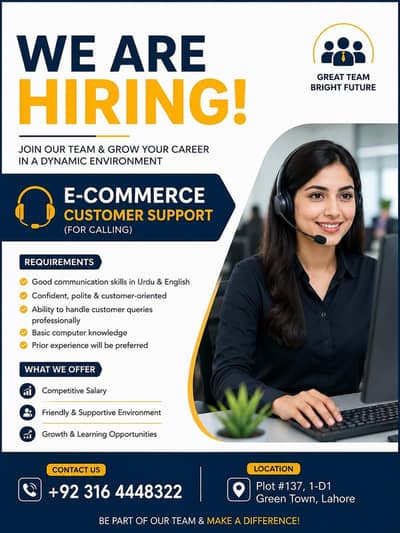 Female Required for Customer support