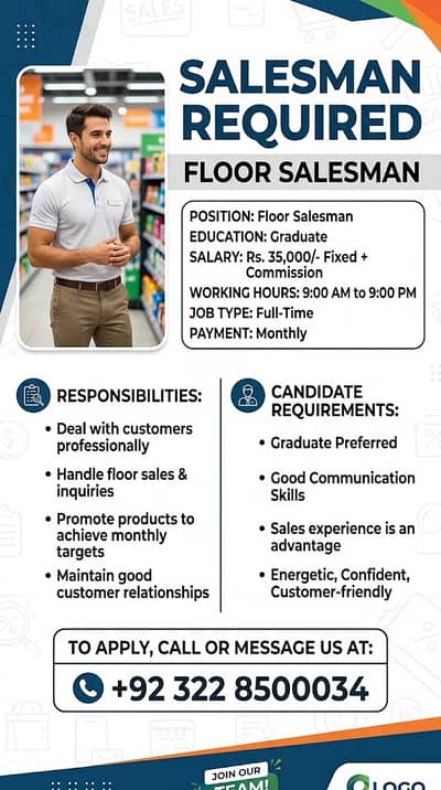 Hiring Floor Salesman Graduate Full-Time