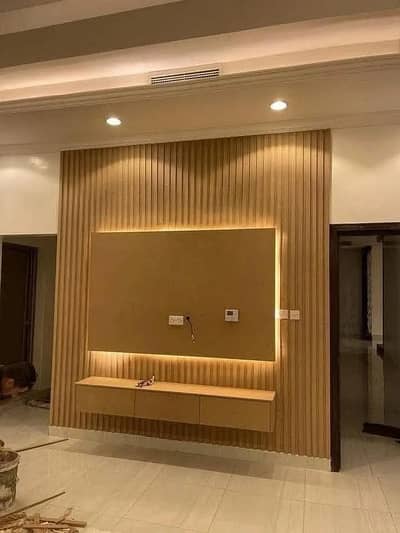 Media wall Panel Wallpaper sheet vinyl & wood flooring ceiling Wpc