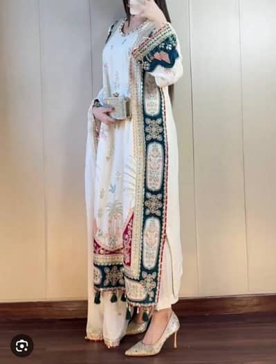 Branded 3 piece Embroidered silk suit.  -party wear. -  only 5000 Rs