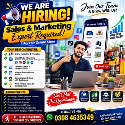 Sales & Marketing Expert Required – Online Store