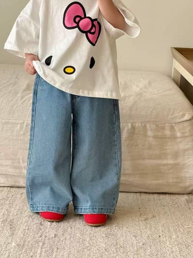 Hallo Kitty Denim wide leg pants for kids spring autumn