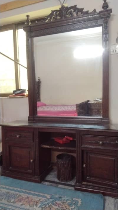 55k. . . pure wooden chinyot bed with side tables and dressing table