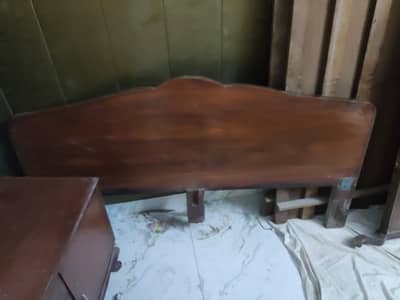 wood old bed with dressing