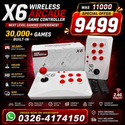 X6 GAME STICK WITH 2 CONTROLLERS 30000+ GAMES 0326/4174/150