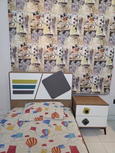 KIDS ROOM COMPLETE SET WITH BED, SIDE TABLE, DRESSING TABLE & CUPBOARD