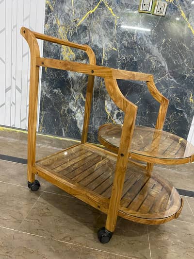 wooden tea trolley