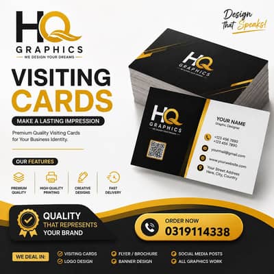Premium Visiting Cards Printing | HQ Graphics Karachi | Fast Delivery