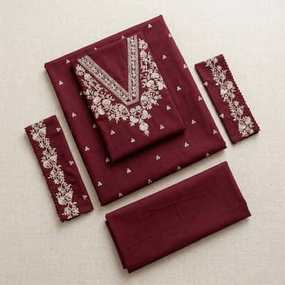 Beautiful Maroon Embroidered 2-Piece Lawn Suit - New