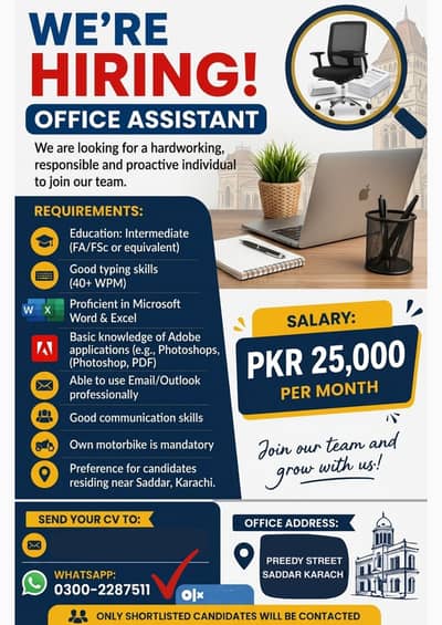 Office Assistant Needed | Freshers