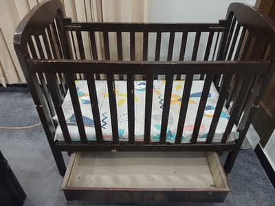 Wooden Baby Cot / Crib with Mattress & Storage Drawer