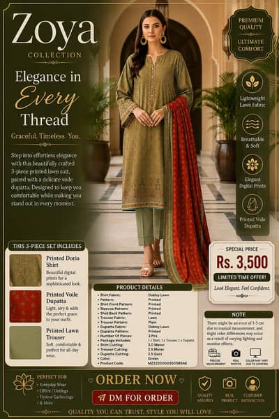 Elegant 3-Piece Lawn Suit