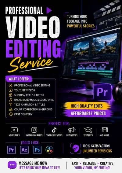 Professional Video Editing Service High Quality Edits Affordable Price