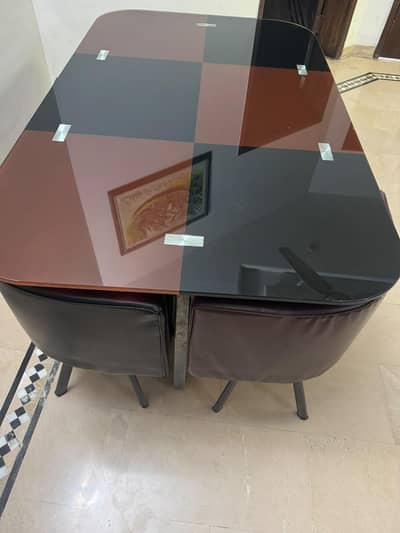 Glass dining table with 6 chairs