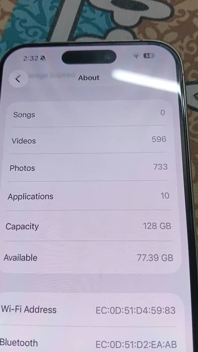 Apple iPhone 15 Pro jv 95% health 225CC