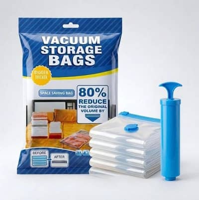 Vacuum Storage Bags Set of 5 with Hand Pump - Space Saver