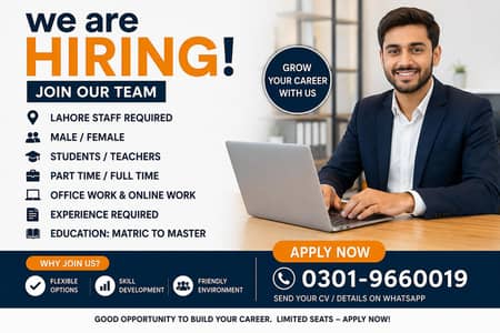 Lahore Jobs – Male/Female | Part Time & Full Time | Office & Online