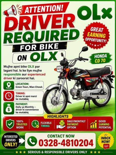 Driver Need For Bike Indrive Aur Yango Ka Option Hai 03284810204