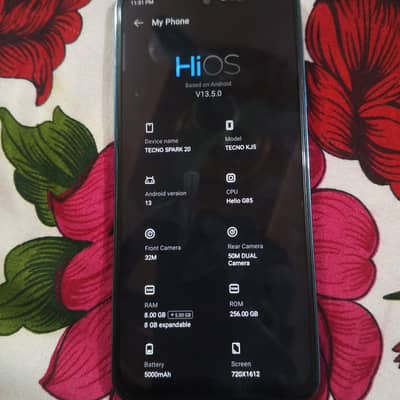 Tecno Spark 20 8+8Ram 256 Memory